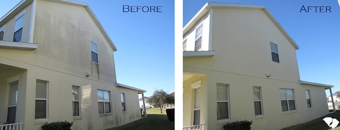 Before and after shots of a house's exterior